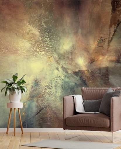 natuurlijke abstracte muurschildering genaamd Where Earth Holds the Light van Annette Schmucker voor slaapkamers, woonkamers en meer natuurlijke abstracte muurschildering genaamd Where Earth Holds the Light van Annette Schmucker voor slaapkamers, woonkamers en meer