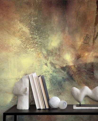 natural abstract mural called Where Earth Holds the Light by Annette Schmucker for bedrooms, living rooms and more