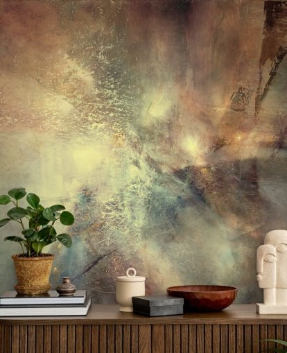 natural abstract mural called Where Earth Holds the Light by Annette Schmucker for bedrooms, living rooms and more