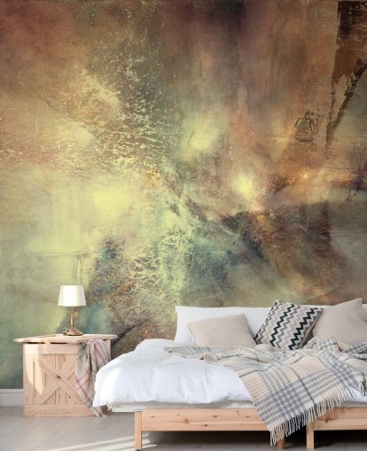 natural abstract mural called Where Earth Holds the Light by Annette Schmucker for bedrooms, living rooms and more