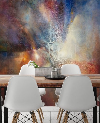 mural abstrato personalizado colorido chamado Where Earth Meets Sky, de Annette Schmucker