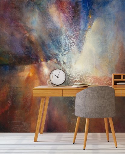 farbenfrohes individuelles abstraktes Wandbild mit dem Titel Where Earth Meets Sky von Annette Schmucker