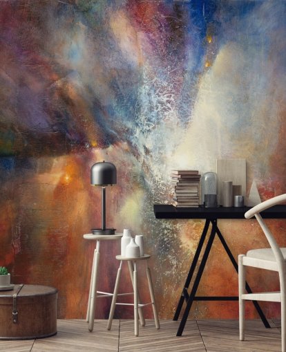 peinture murale abstraite personnalisée colorée appelée Where Earth Meets Sky par Annette Schmucker