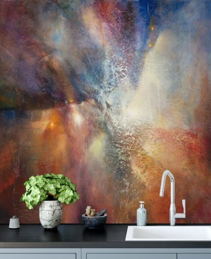 murale astratto personalizzato colorato chiamato Where Earth Meets Sky di Annette Schmucker murale astratto personalizzato colorato chiamato Where Earth Meets Sky di Annette Schmucker