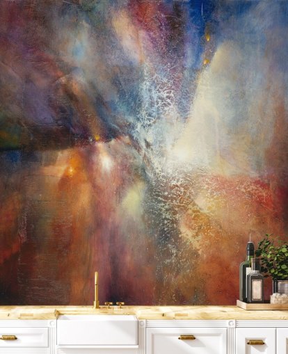 färgglad anpassad abstrakt väggmålning som heter Where Earth Meets Sky av Annette Schmucker färgglad anpassad abstrakt väggmålning som heter Where Earth Meets Sky av Annette Schmucker