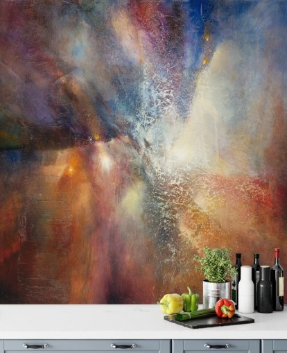 murale astratto personalizzato colorato chiamato Where Earth Meets Sky di Annette Schmucker