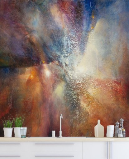 colourful custom abstract mural called Where Earth Meets Sky by Annette Schmucker