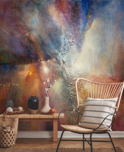 mural abstrato personalizado colorido chamado Where Earth Meets Sky, de Annette Schmucker