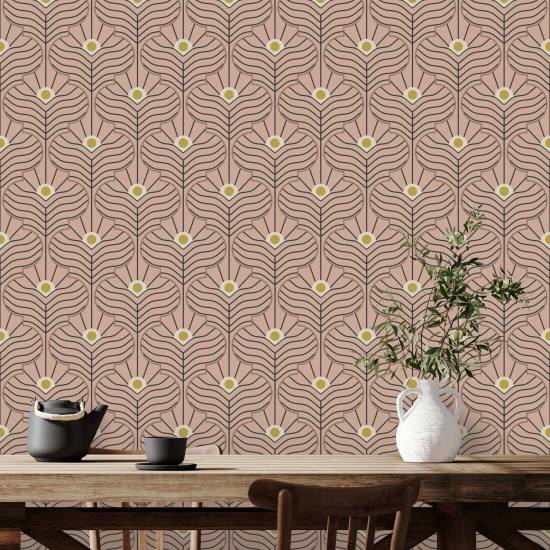 Paon marocain Papier peint Peach Blush