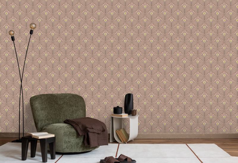 Moroccan Peacock Peach Blush Wallpaper