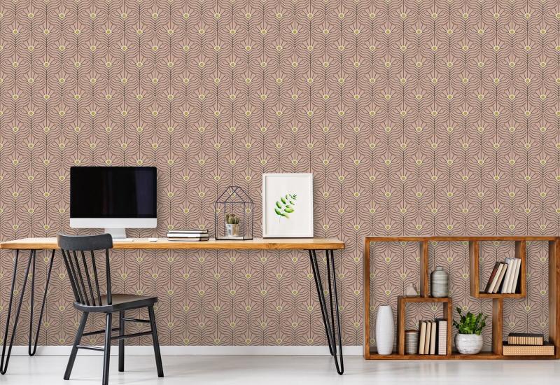 Moroccan Peacock Peach Blush Wallpaper
