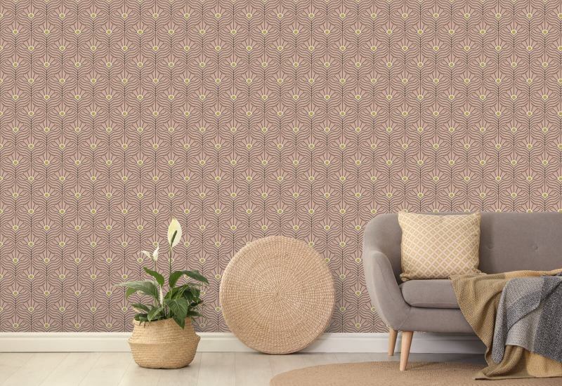 Moroccan Peacock Peach Blush Wallpaper