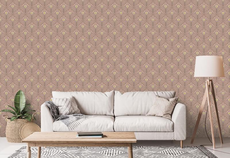 Moroccan Peacock Peach Blush Wallpaper