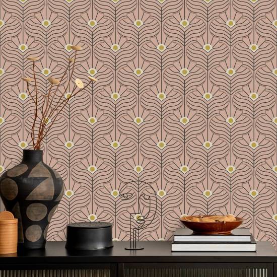 Pavone marocchino Carta da parati Peach Blush