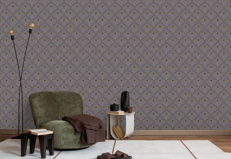 Moroccan Peacock Dusk Lavender Wallpaper