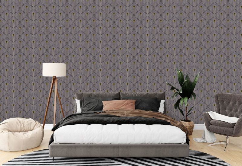 Moroccan Peacock Dusk Lavender Wallpaper