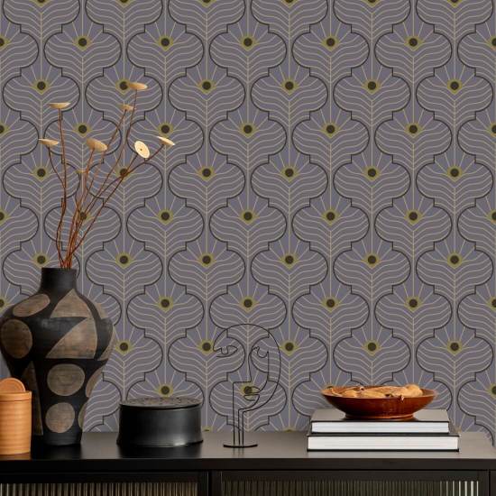 Moroccan Peacock Dusk Lavender Wallpaper