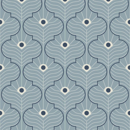 Paon marocain Papier peint Laqué Blues