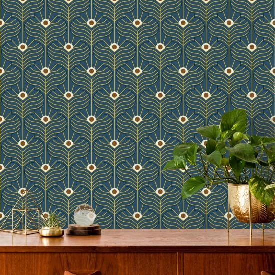 Moroccan Peacock Marine Wallpaper