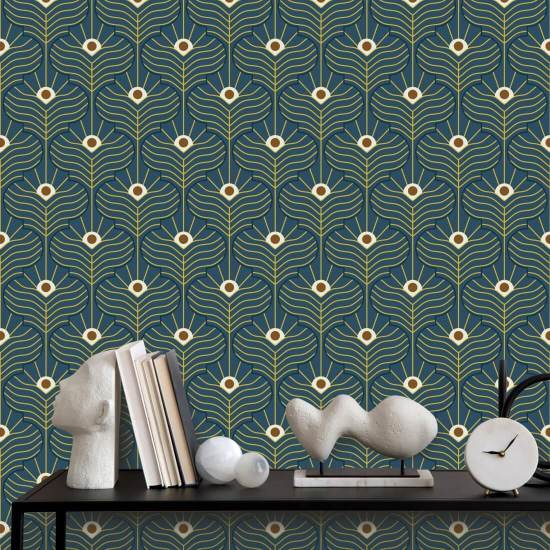 Moroccan Peacock Marine Wallpaper