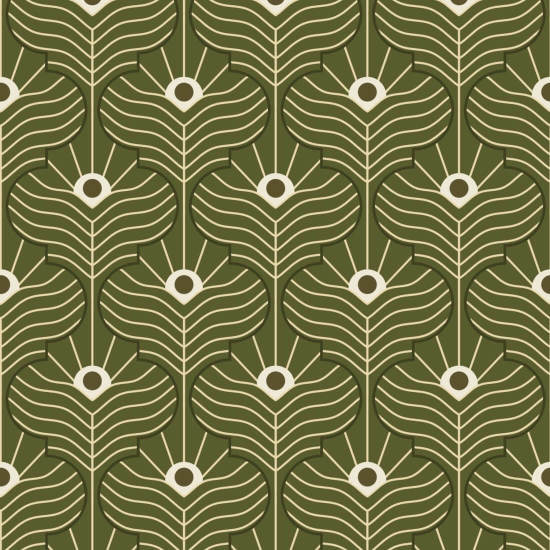 Moroccan Peacock Olive Wallpaper