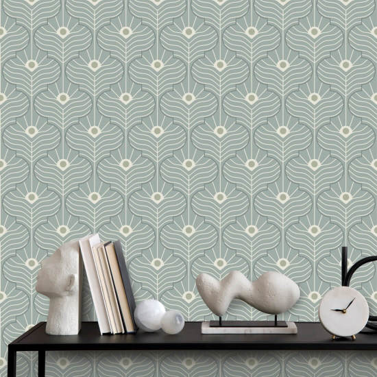 Moroccan Peacock Powder Ash Wallpaper