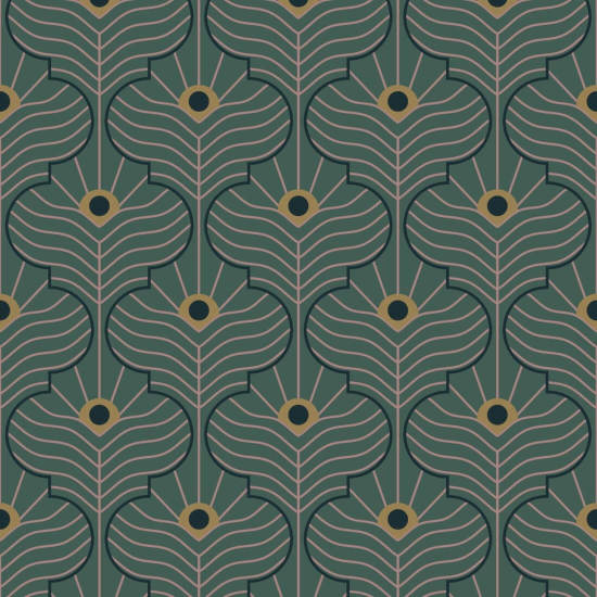 Paon marocain Papier peint Spruce Green