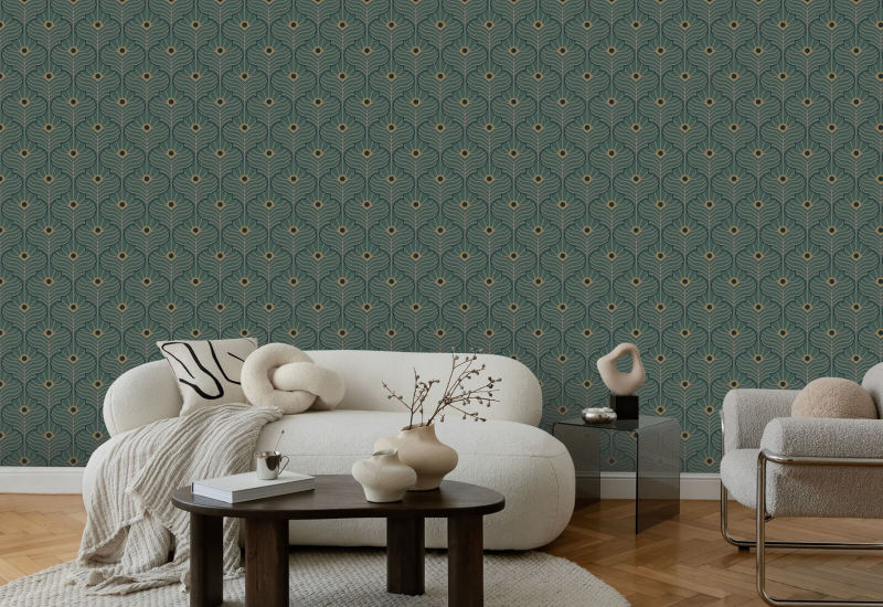Marokkaanse pauw Spruce Green Wallpaper