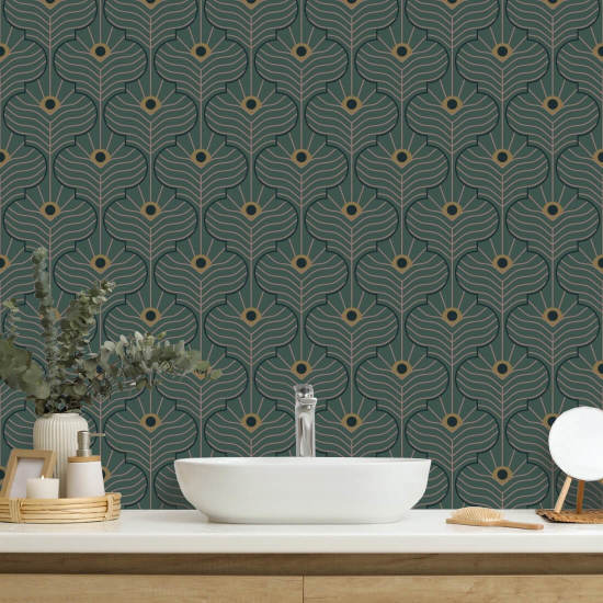 Moroccan Peacock Spruce Green Wallpaper