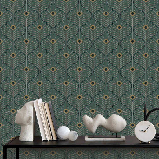 Moroccan Peacock Spruce Green Wallpaper