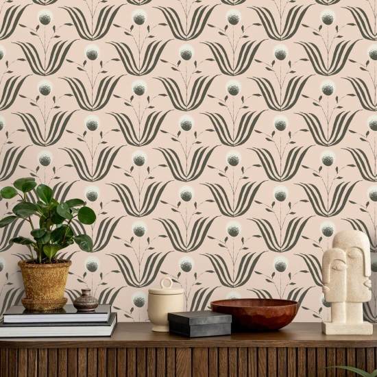 Floraison printanière Papier peint floral Blush Ivory