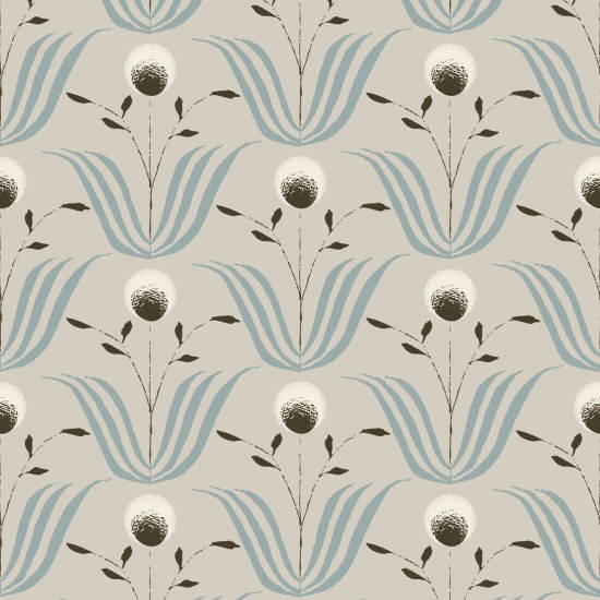 Spring Bloom Blue Ivory Floral Wallpaper