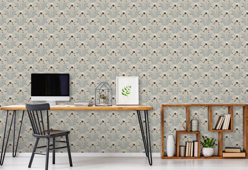 Spring Bloom Blue Ivory Floral Wallpaper