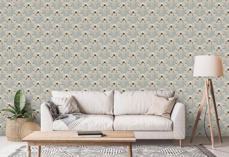Spring Bloom Blue Ivory Floral Wallpaper