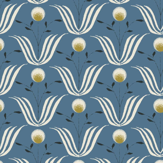 Lentebloei Blauw zout bloemenbehang