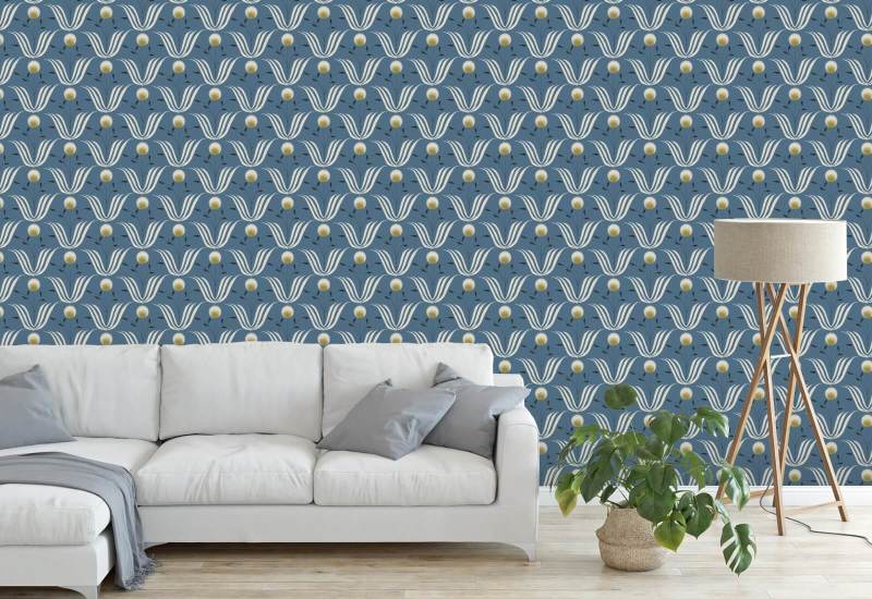 Spring Bloom Blue Salt Floral Wallpaper