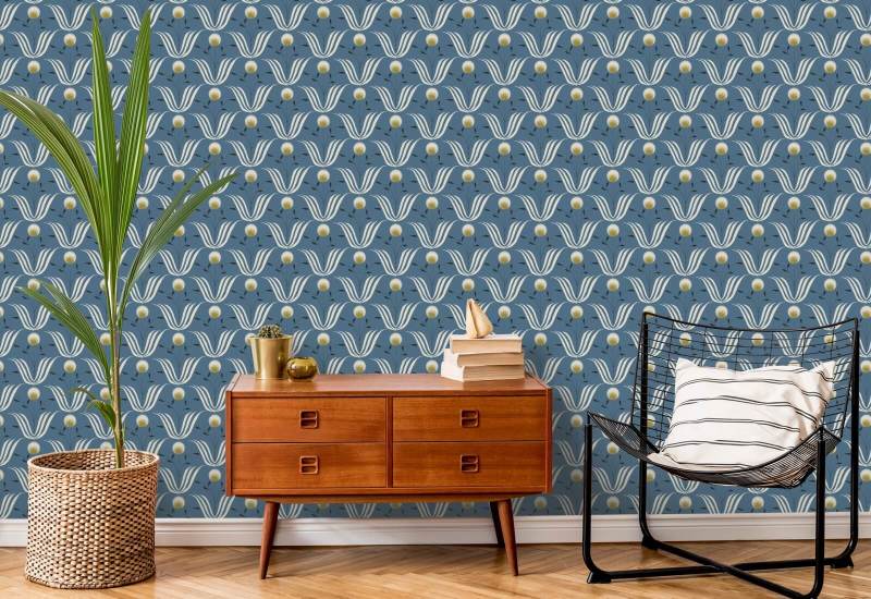 Lentebloei Blauw zout bloemenbehang
