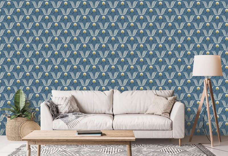 Spring Bloom Blue Salt Floral Wallpaper