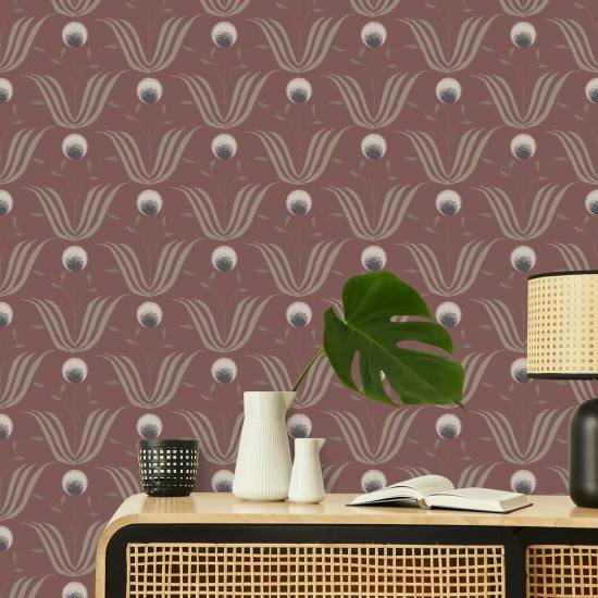 Floraison printanière Papier peint Floral Burgundy
