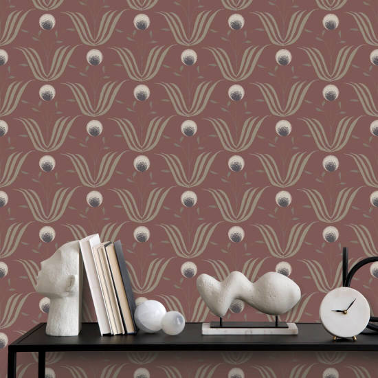 Floraison printanière Papier peint Floral Burgundy