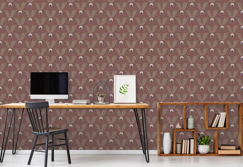 Spring Bloom Burgundy Floral Wallpaper