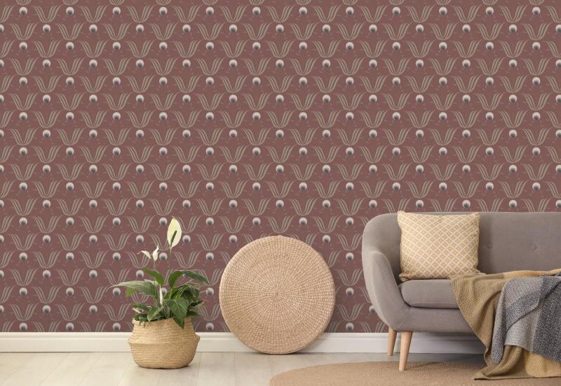 Fioritura primaverile Carta da parati floreale bordeaux