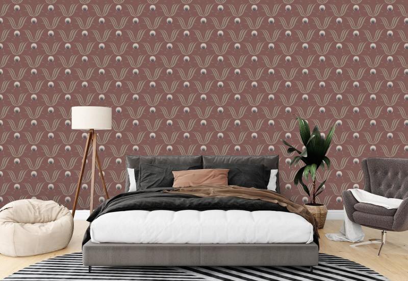 Spring Bloom Burgundy Floral Wallpaper