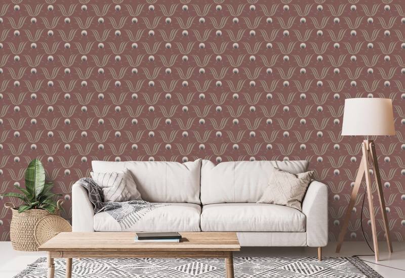 Spring Bloom Burgundy Floral Wallpaper