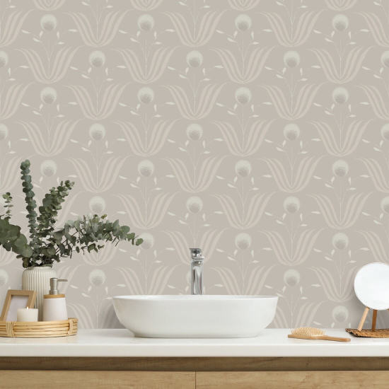 Lentebloei Ivoorkleurig bloemenbehang