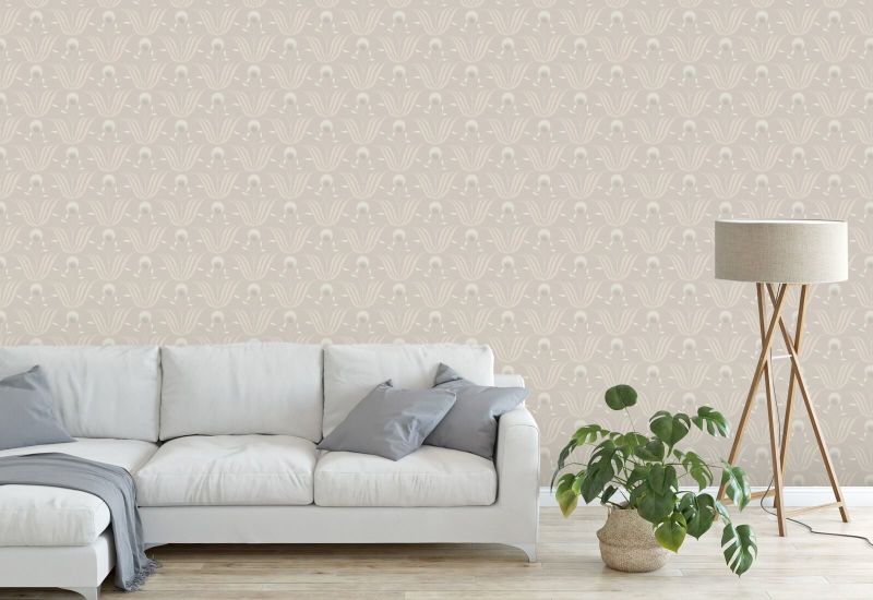 Floración primaveral Papel pintado floral marfil