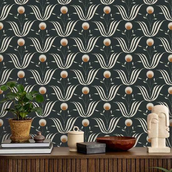 Lentebloei Roetzwart bloemenbehang