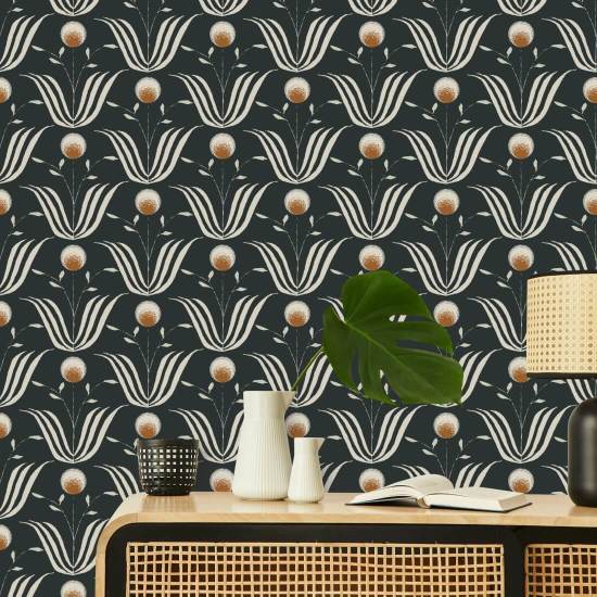 Lentebloei Roetzwart bloemenbehang