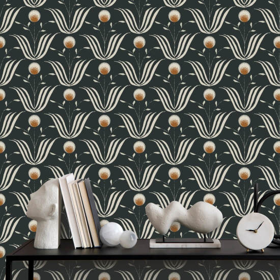 Spring Bloom Soot Black Floral Wallpaper