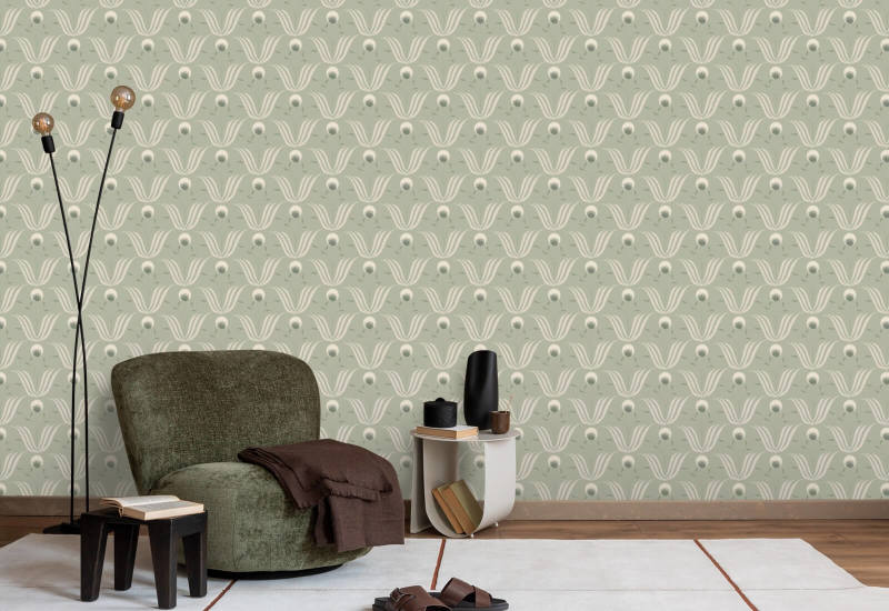 Spring Bloom Seafoam Green Wallpaper